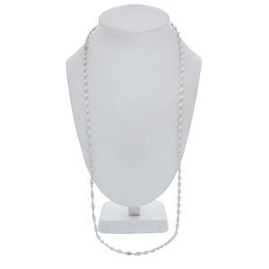 Vintage Italy FAS Sterling Silver 925 3.8mm Twisted Herringbone Necklace 30"